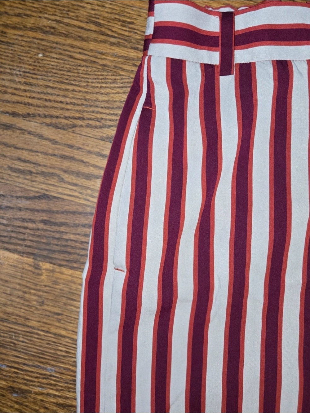 Zara Red and Cream Vertical Stripe Wide-Leg Pants trousers nwt - Picture 2 of 6